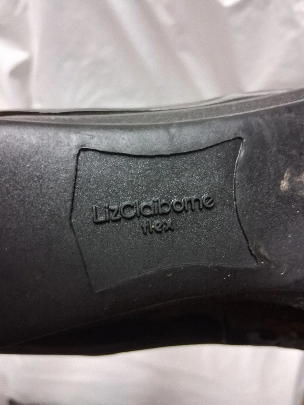 NWOT Liz Claiborne Flex Black Patent and Fabric Wedge Flats Sz 8.5